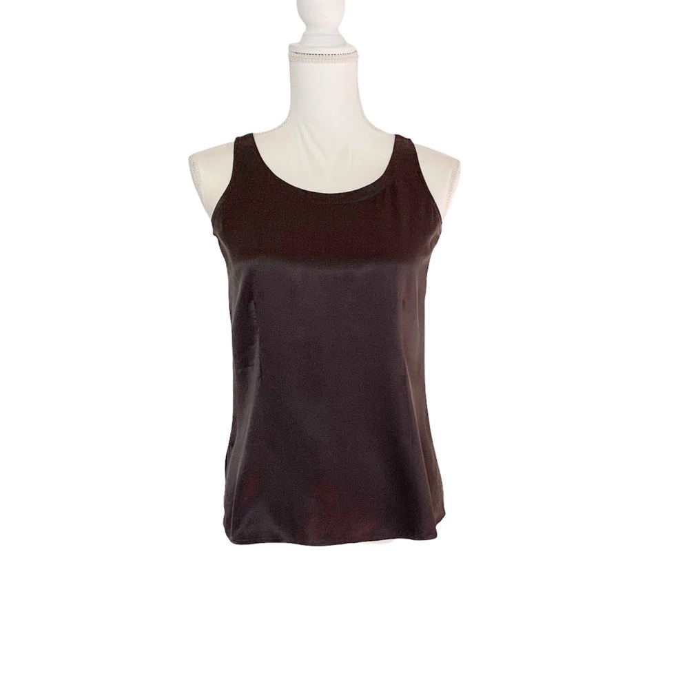 Eileen Fisher Brown Silk Sleeveless Blouse Top